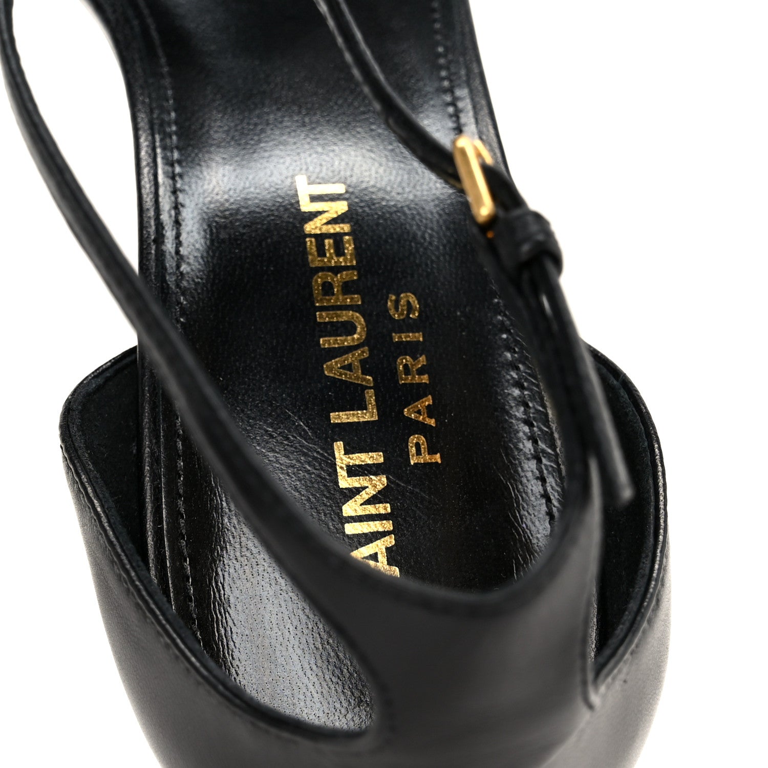 Saint Laurent Calfskin Amber 105 Ankle Strap Sandals 37.5 Black 7 of 10