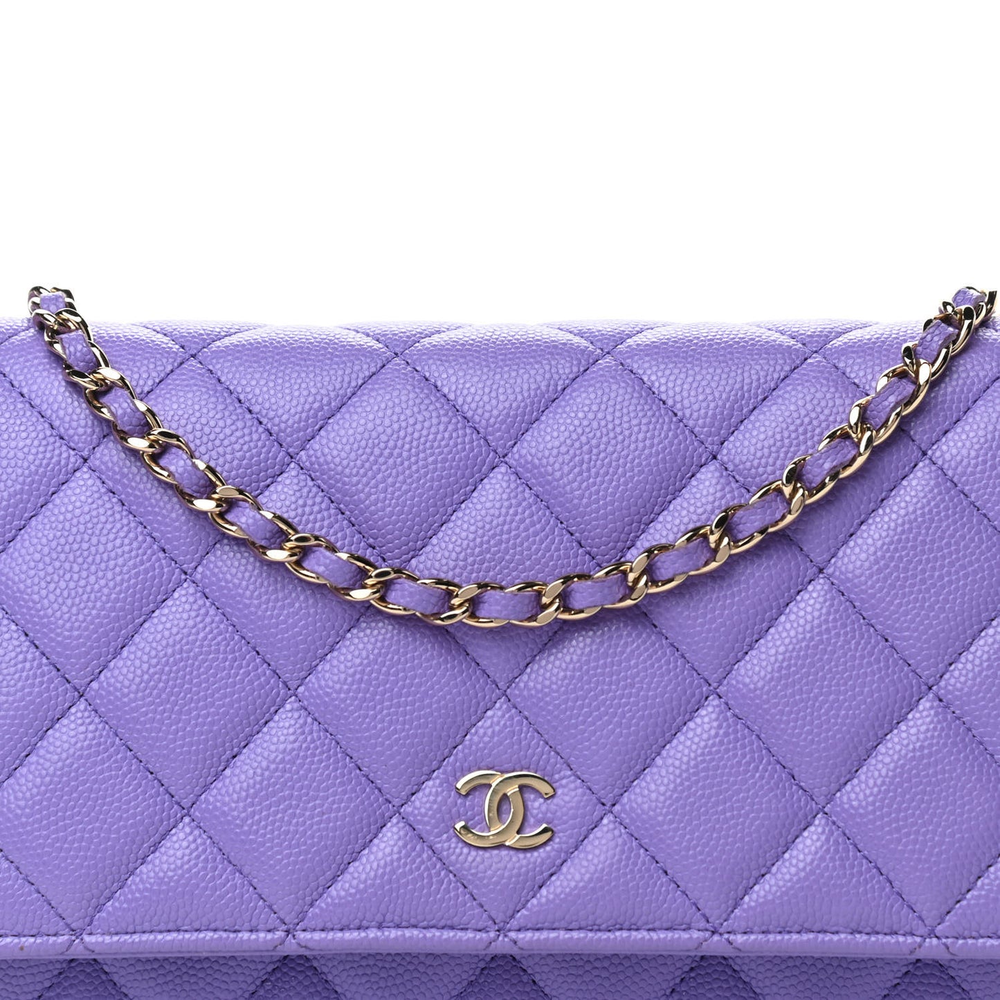 Caviar Quilted Wallet On Chain WOC Purple