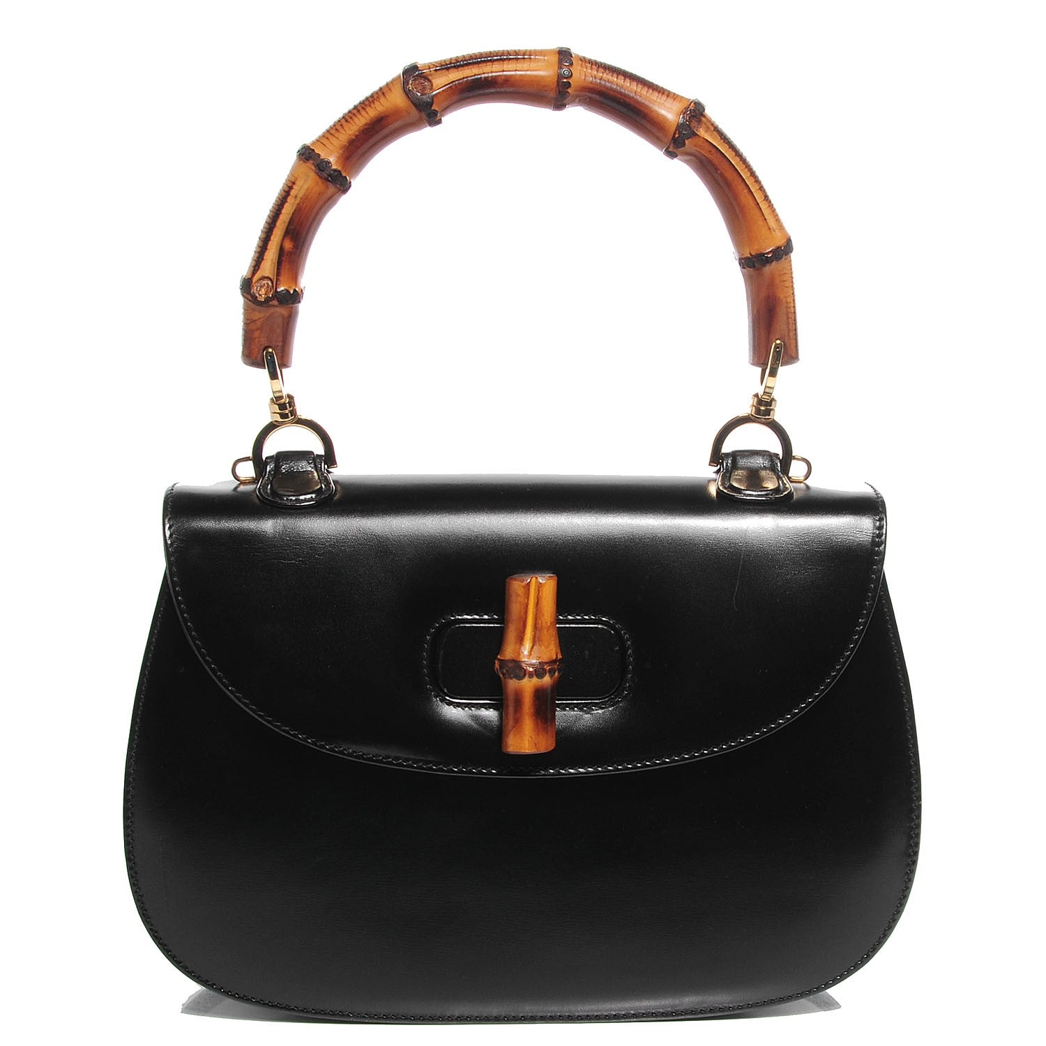 Gucci Leather Bamboo Top Handle Bag Black 1 of 7