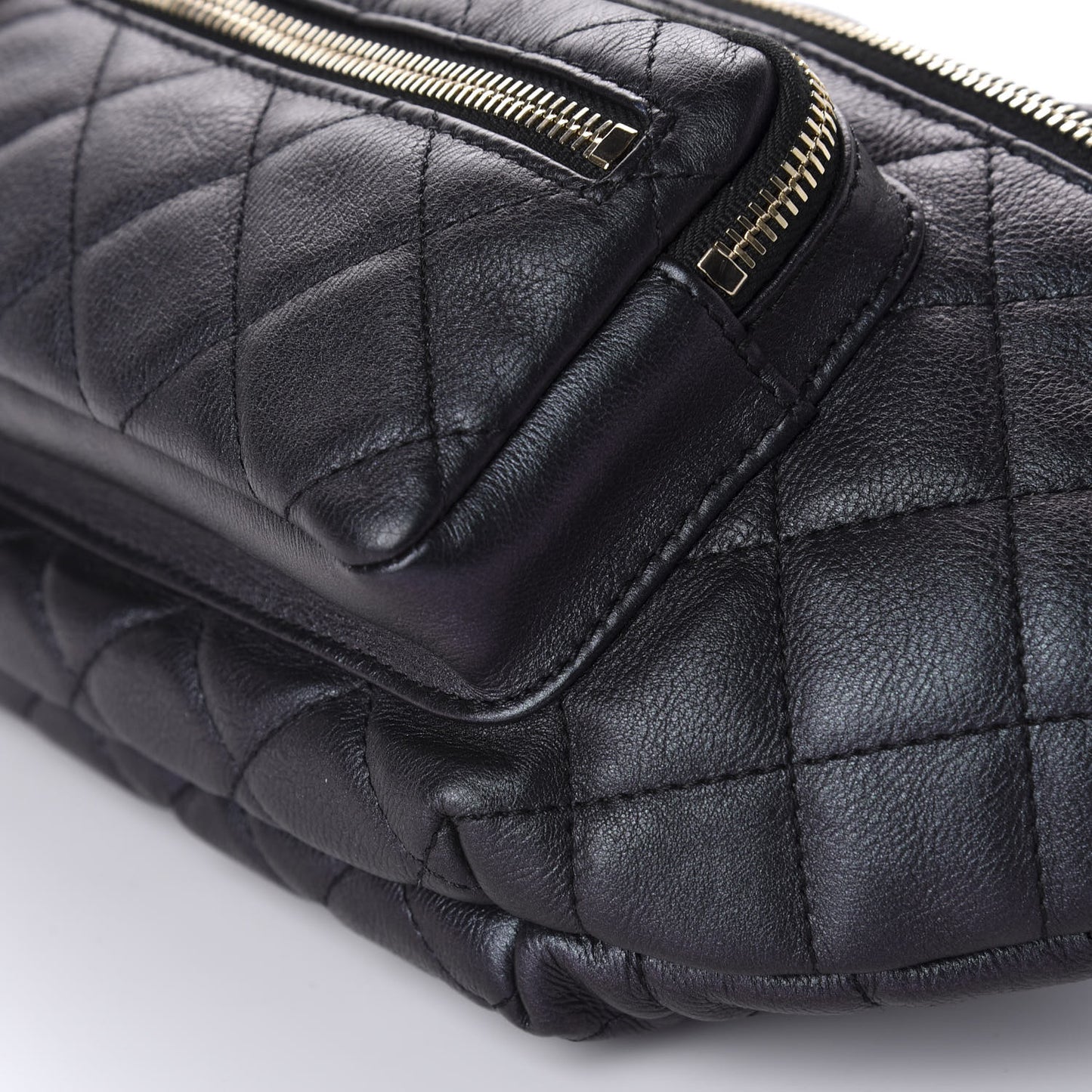 Iridescent Calfskin Quilted All About Waist Belt Bag Black