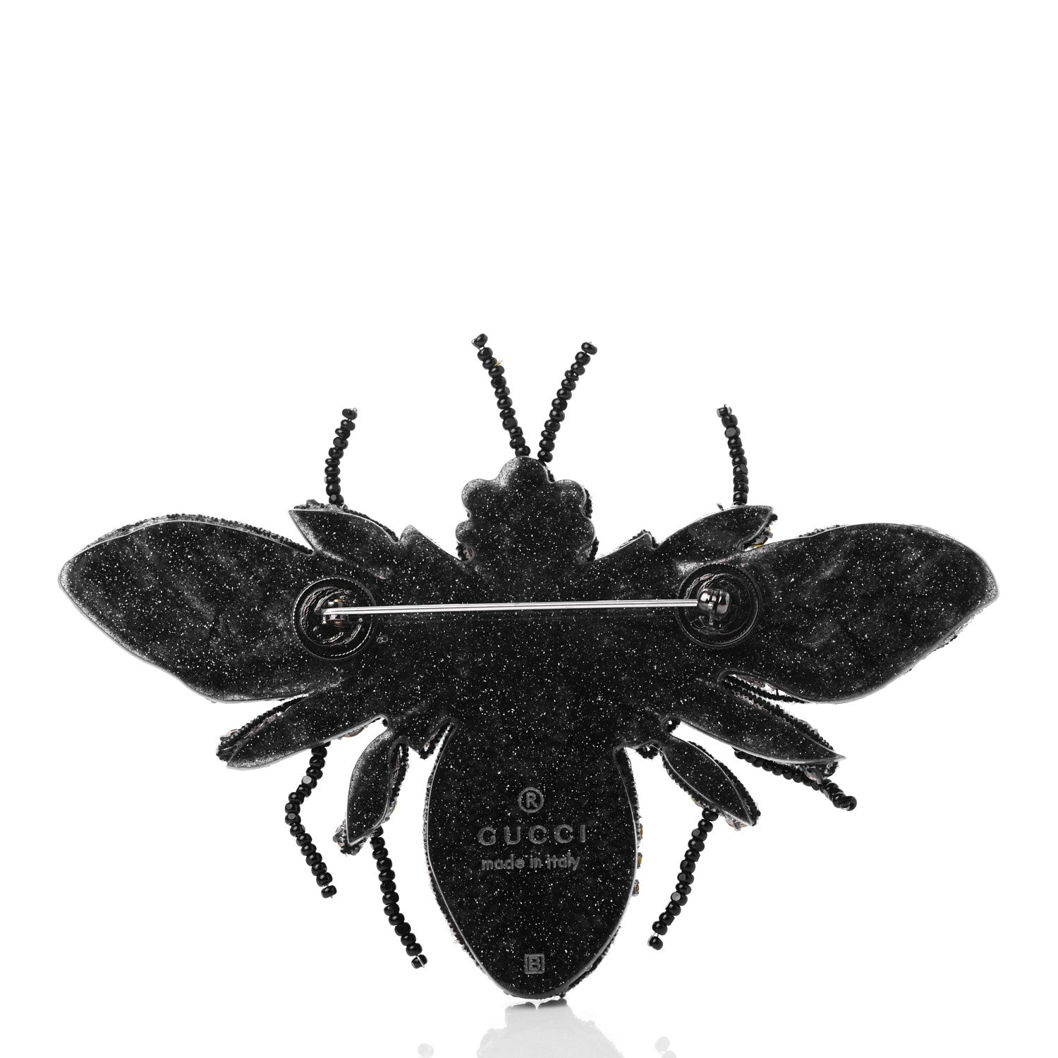 Gucci Metal Crystal Bee Brooch Black Yellow 3 of 4