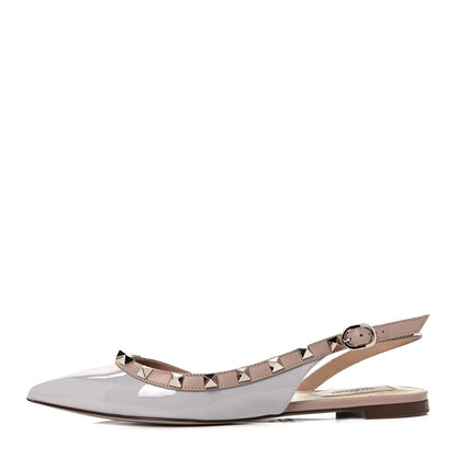 Valentino Garavani Patent Rockstud Slingback Flats 37 Pastel Grey Poudre 1 of 9