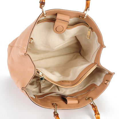 Gucci Cellarius Calfskin Large Bamboo Shopper Tote Camelia 5 of 7