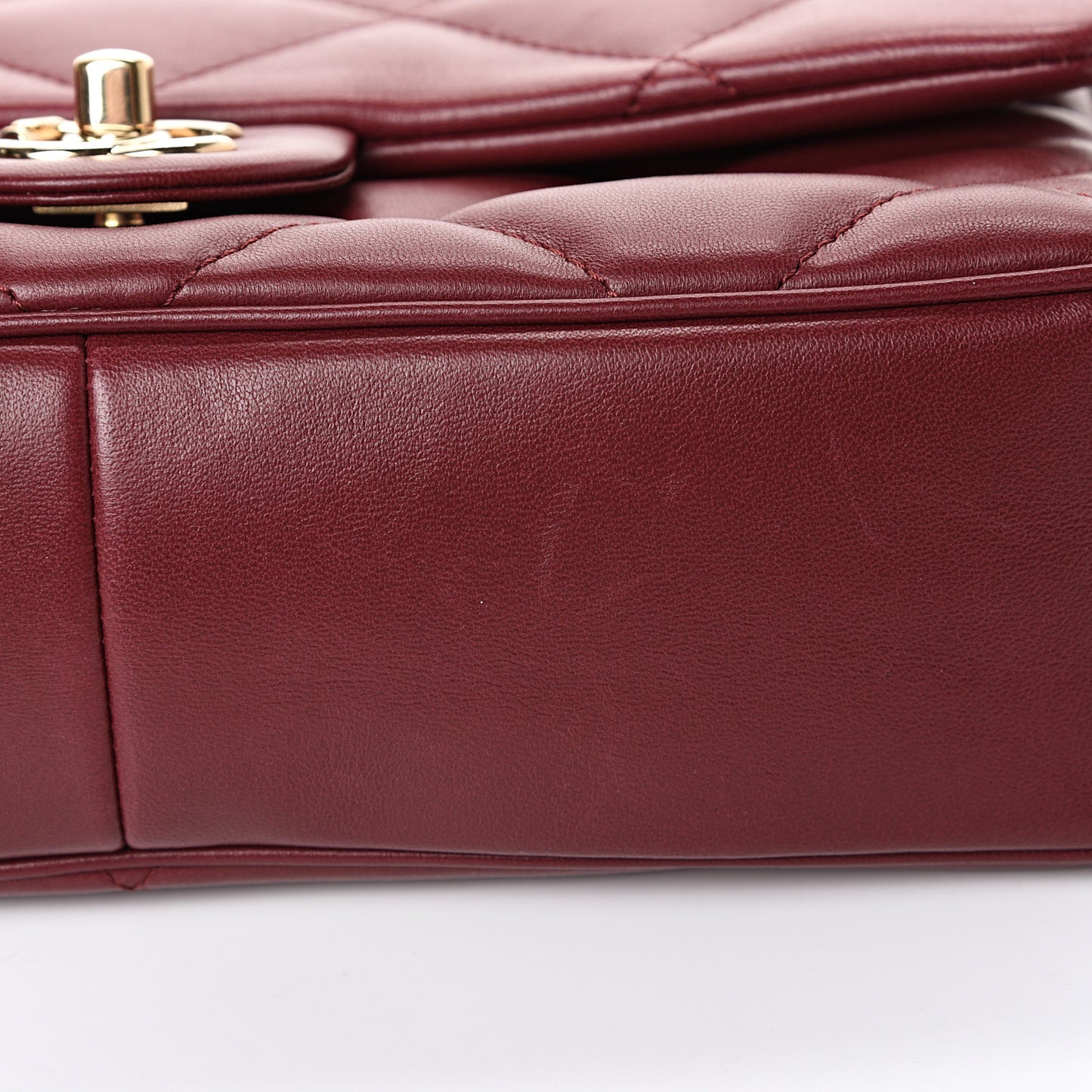 Lambskin Quilted Easy Carry Flap Burgundy