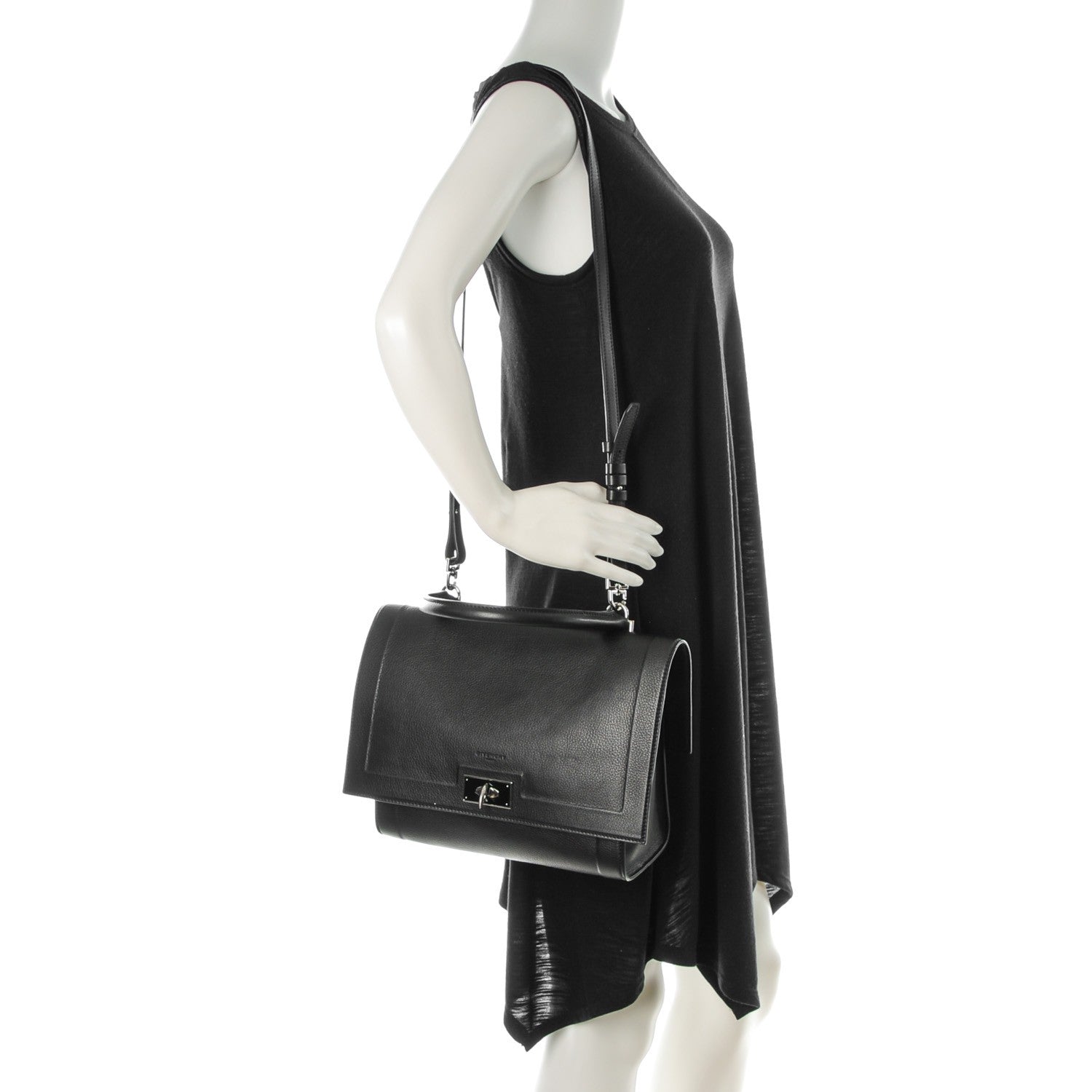 Givenchy Grained Calfskin Small Shark Lock Satchel Black 2 of 7