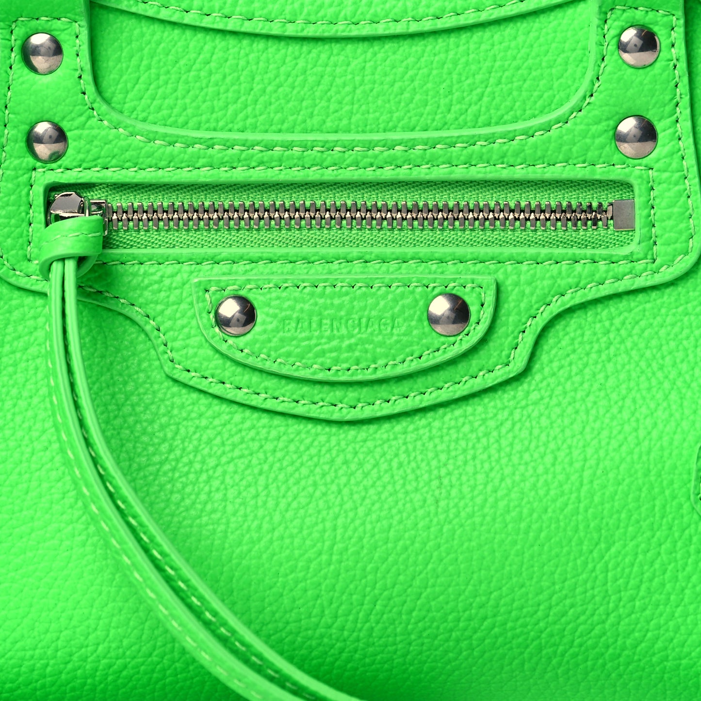 Grained Calfskin Neo Classic Silver Hardware Nano City Fluo Green