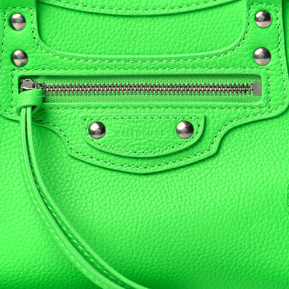 Balenciaga Grained Calfskin Neo Classic Silver Hardware Nano City Fluo Green 8 of 10