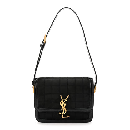 Saint Laurent Suede Quilted Monogram Small Solferino Satchel Black 1 of 10
