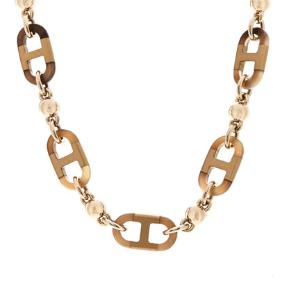 Hermes Buffalo Horn Lacquer Chaine D'Ancre Necklace Black Gold 1 of 7