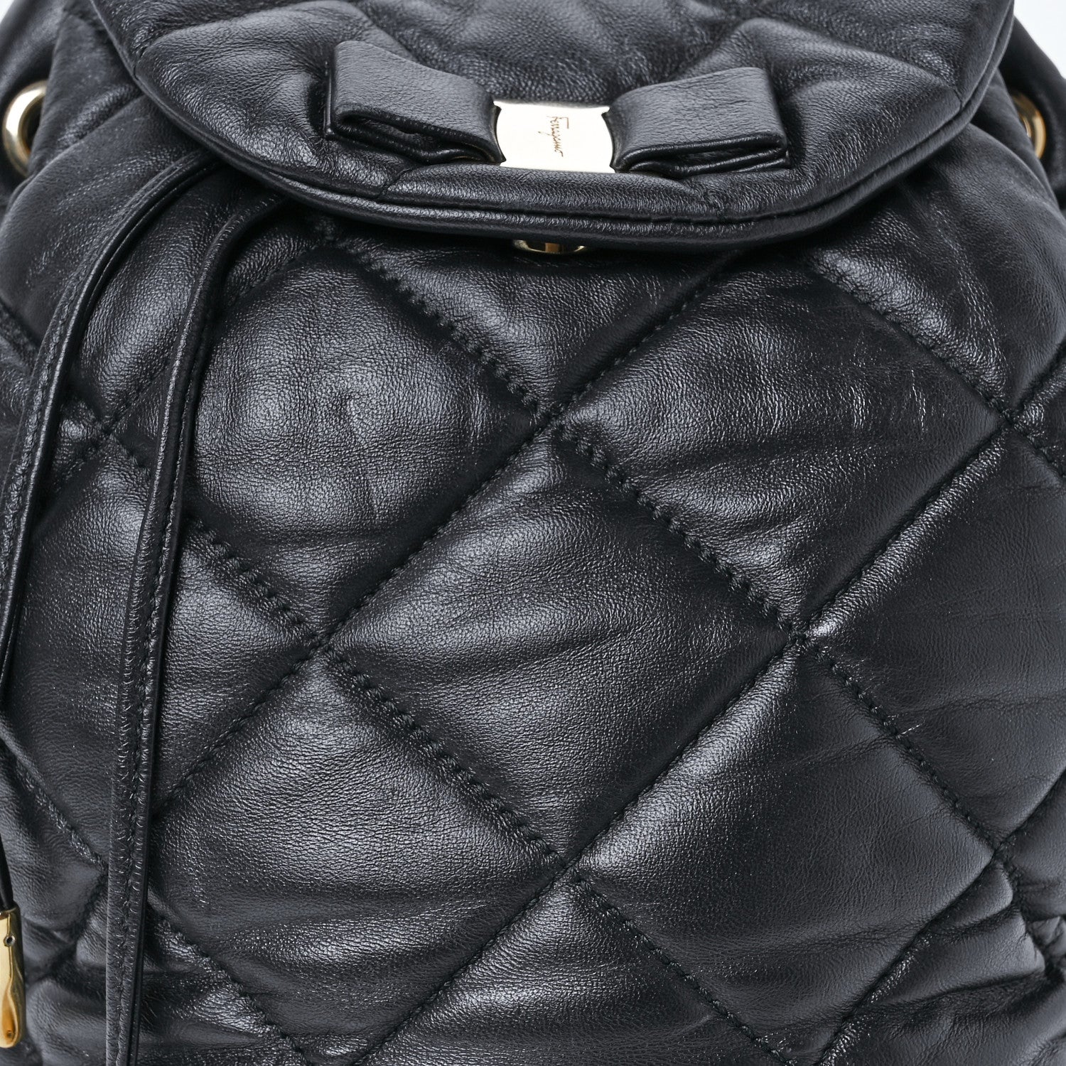 Salvatore Ferragamo Calfskin Quilted Giuliette Backpack Black 9 of 13