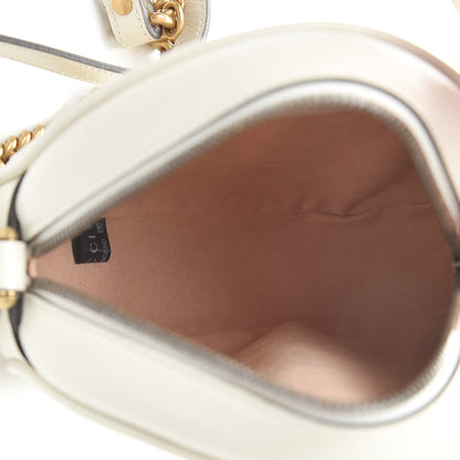 Gucci Calfskin Matelasse Mini GG Marmont Round Shoulder Bag White 5 of 10