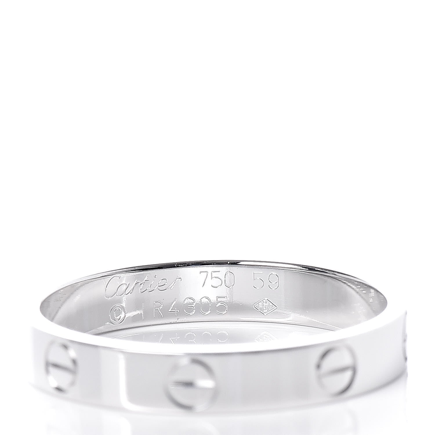 Cartier 18K White Gold 3.5mm LOVE Wedding Band Ring 59 8.75 4 of 5
