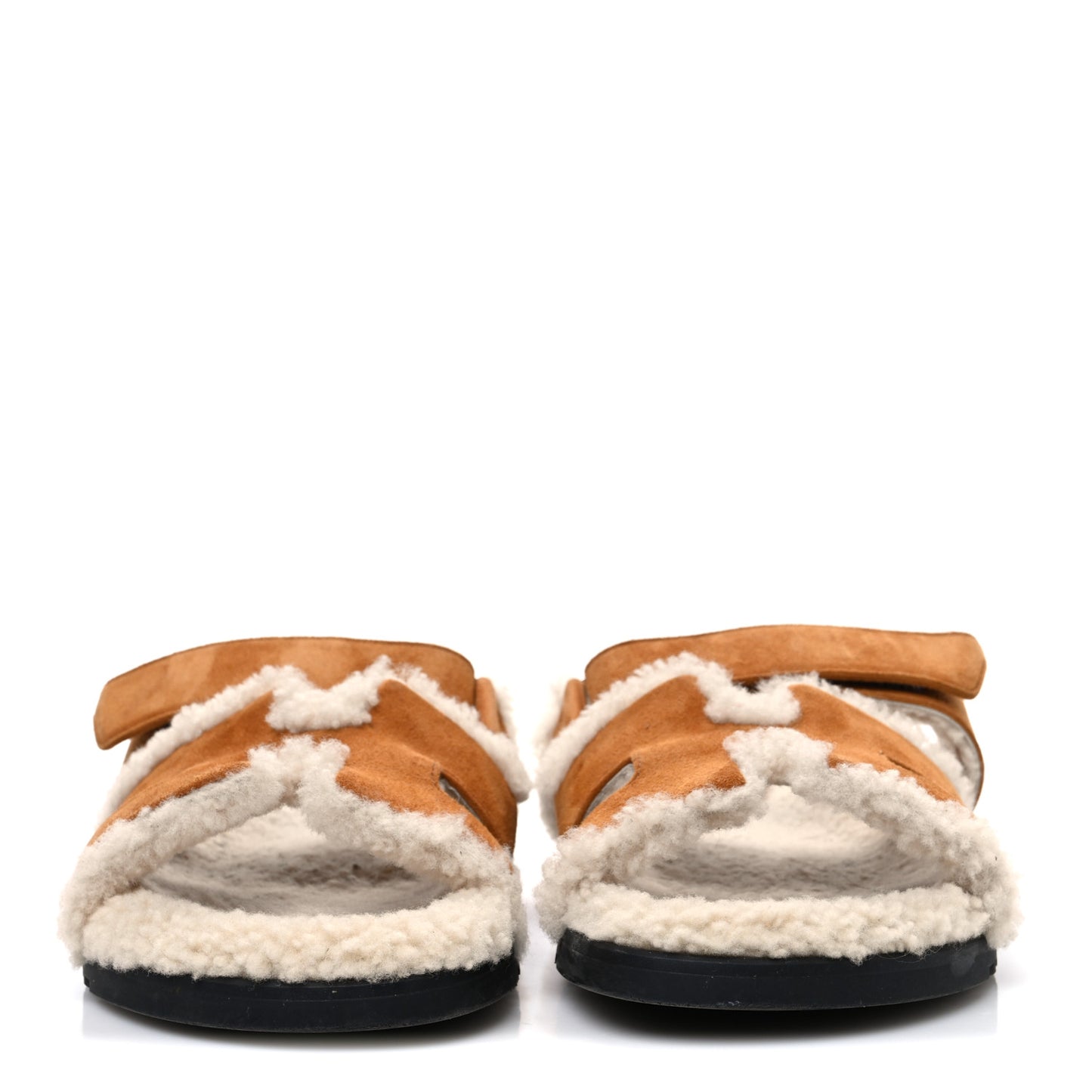 Suede Goatskin Woolskin Womens Chypre Sandals 39.5 Brun Fume Ecru