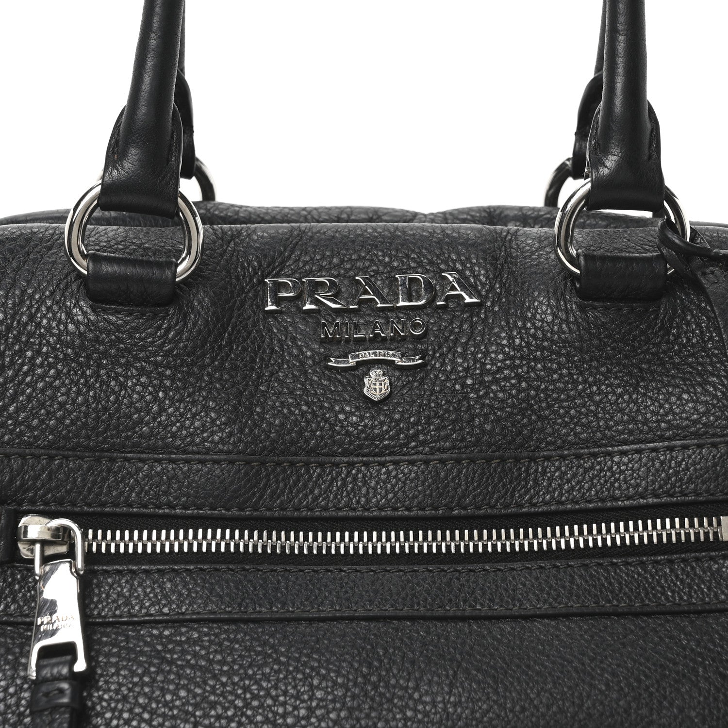 Prada Vitello Phenix Bowling Bag Black 7 of 9