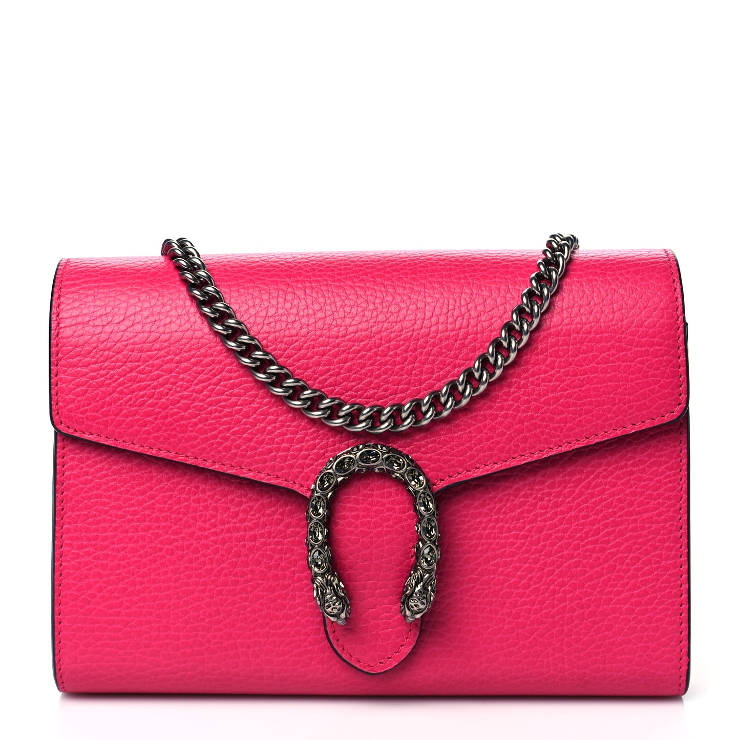 Dollar Calfskin Crystal Mini Dionysus Chain Wallet Box Pink
