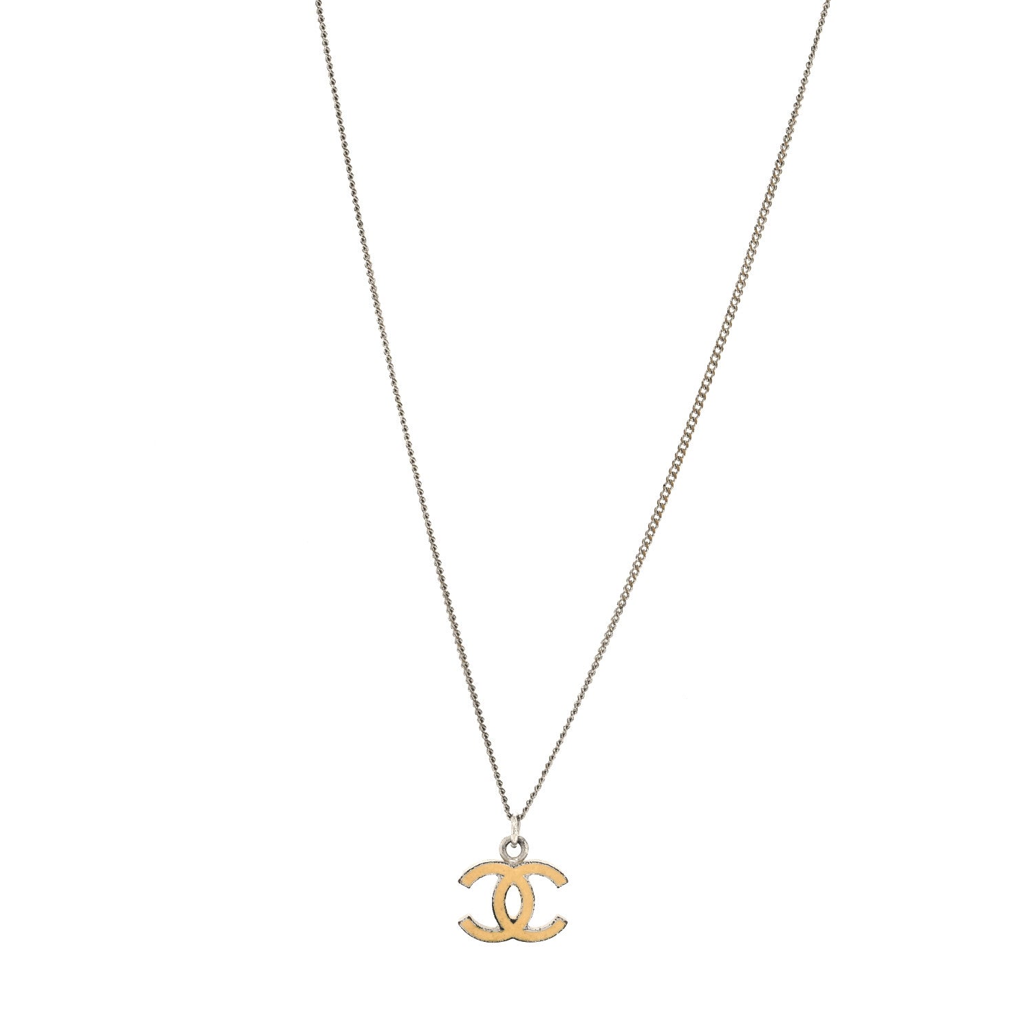 Chanel Resin CC Pendant Necklace Silver Gold 1 of 5