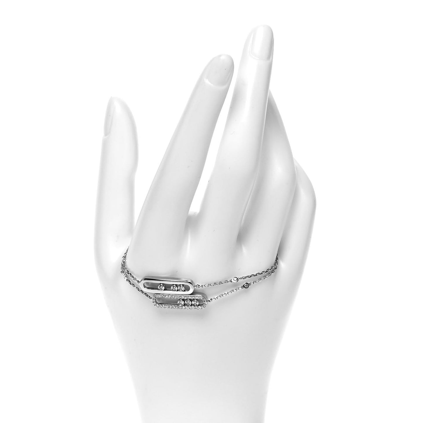 18K White Gold Diamond Double Duetto Move Bracelet