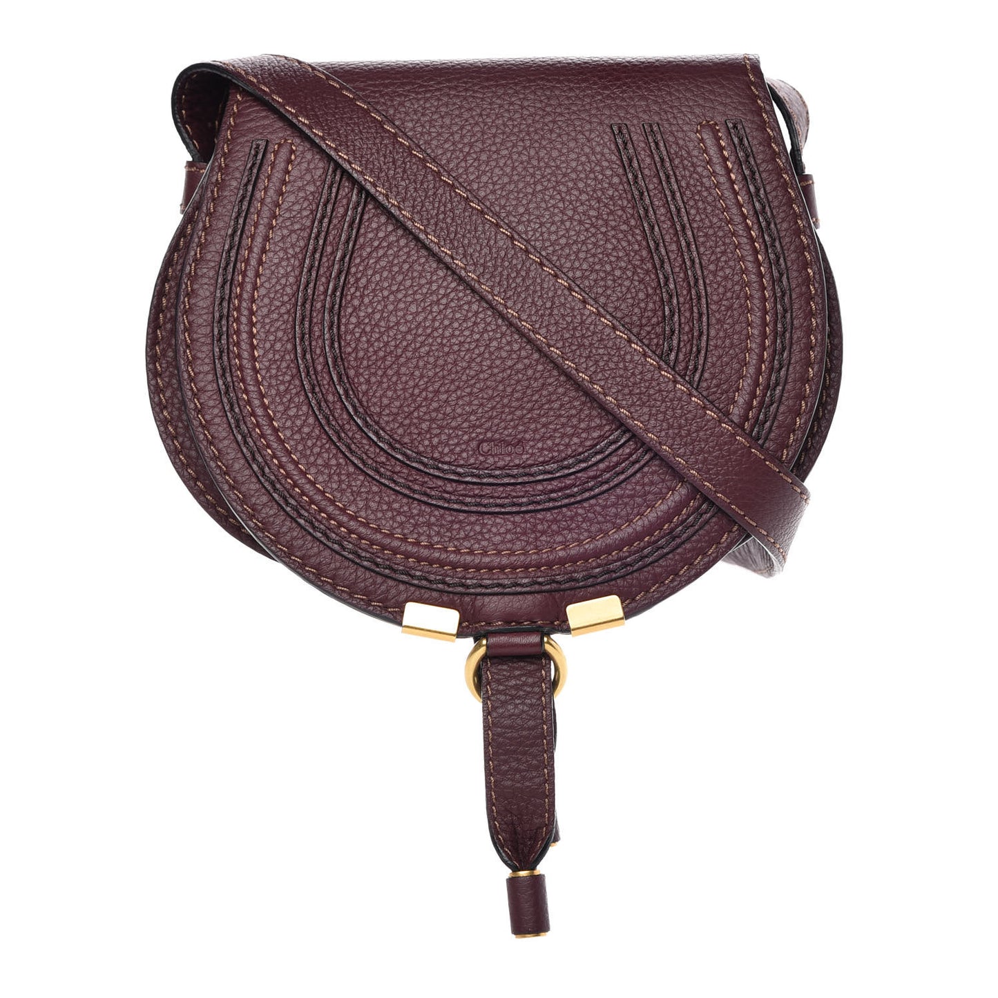 Calfskin Mini Marcie Round Crossbody Bag Dark Velvet