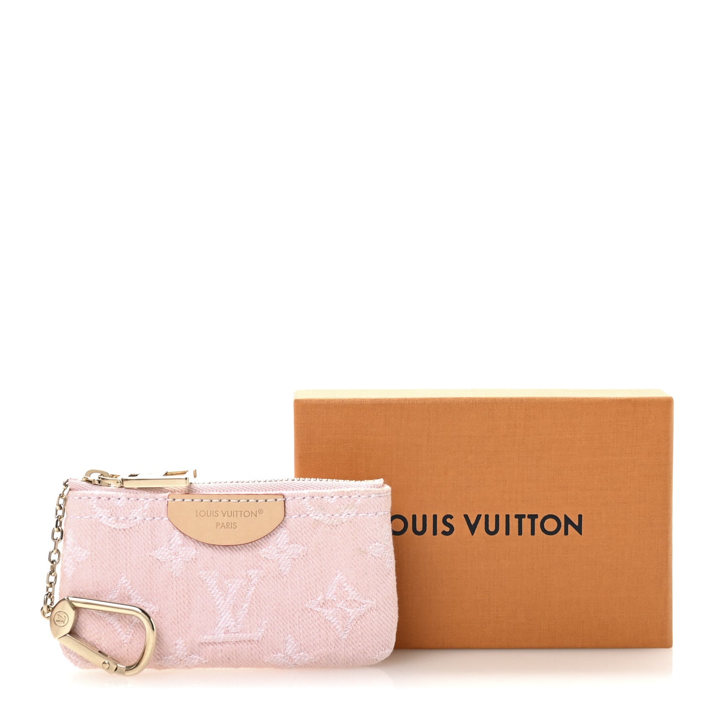 Monogram Denim Key Pouch Washed Pink