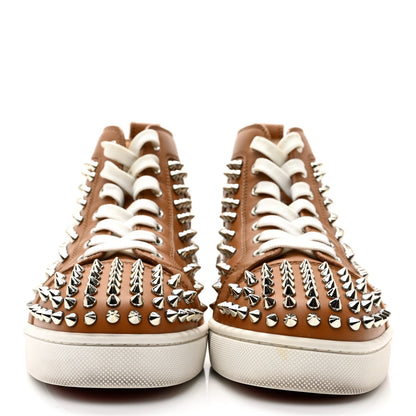 Christian Louboutin Calfskin Mens Lou Spikes Flat Sneakers 40 Brown 2 of 13