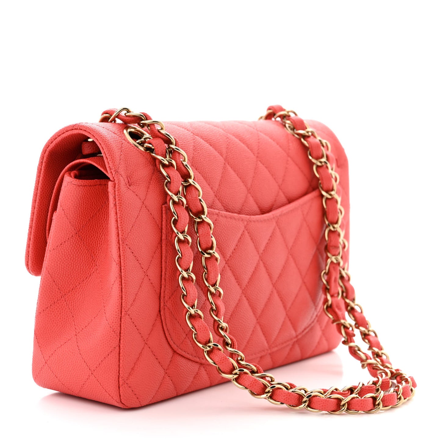 Caviar Quilted Small Double Flap Red