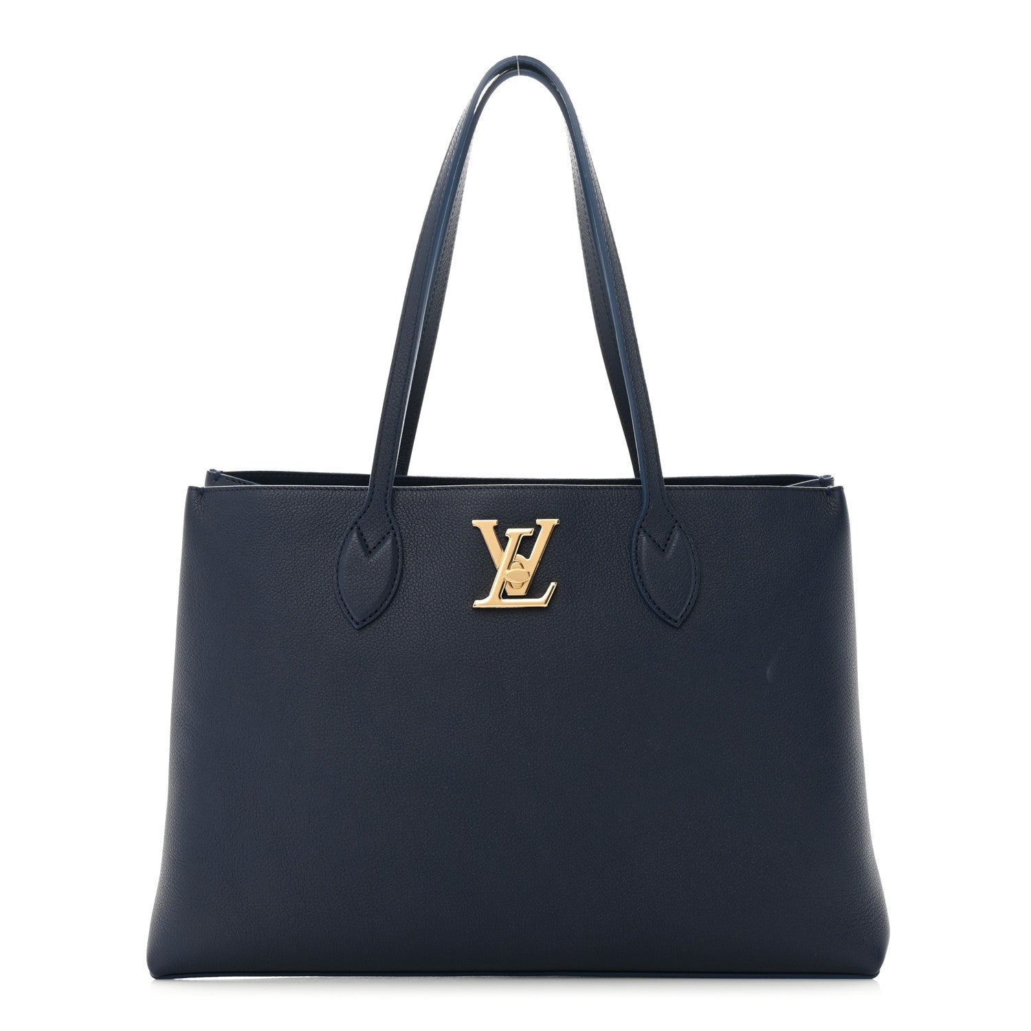 Louis Vuitton Grained Calfskin Lockme Shopper Navy 1 of 11