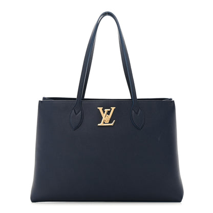 Louis Vuitton Grained Calfskin Lockme Shopper Navy 1 of 11
