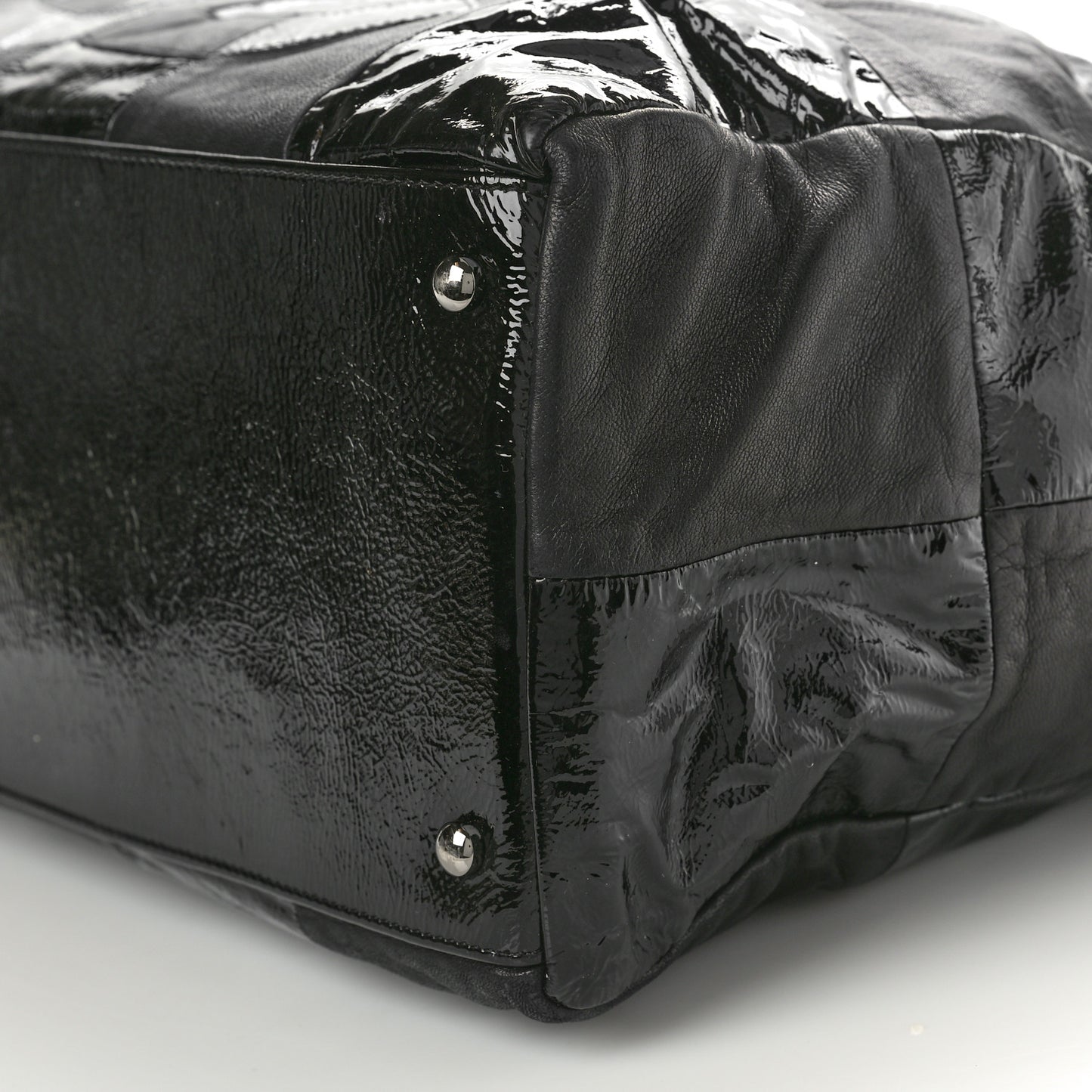 Lambskin Patent Calfskin Brooklyn Patchwork Hobo Black