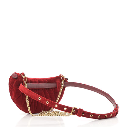 Miu Miu Velluto Matelasse Rider Belt Bag Cherry 4 of 12