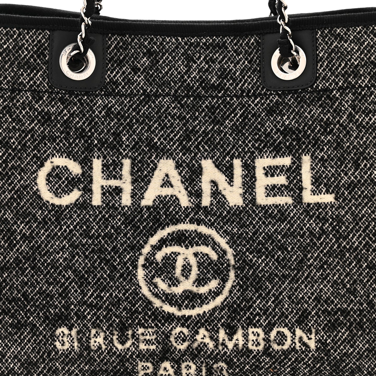 Mixed Fibers Calfskin Small Deauville Tote Black