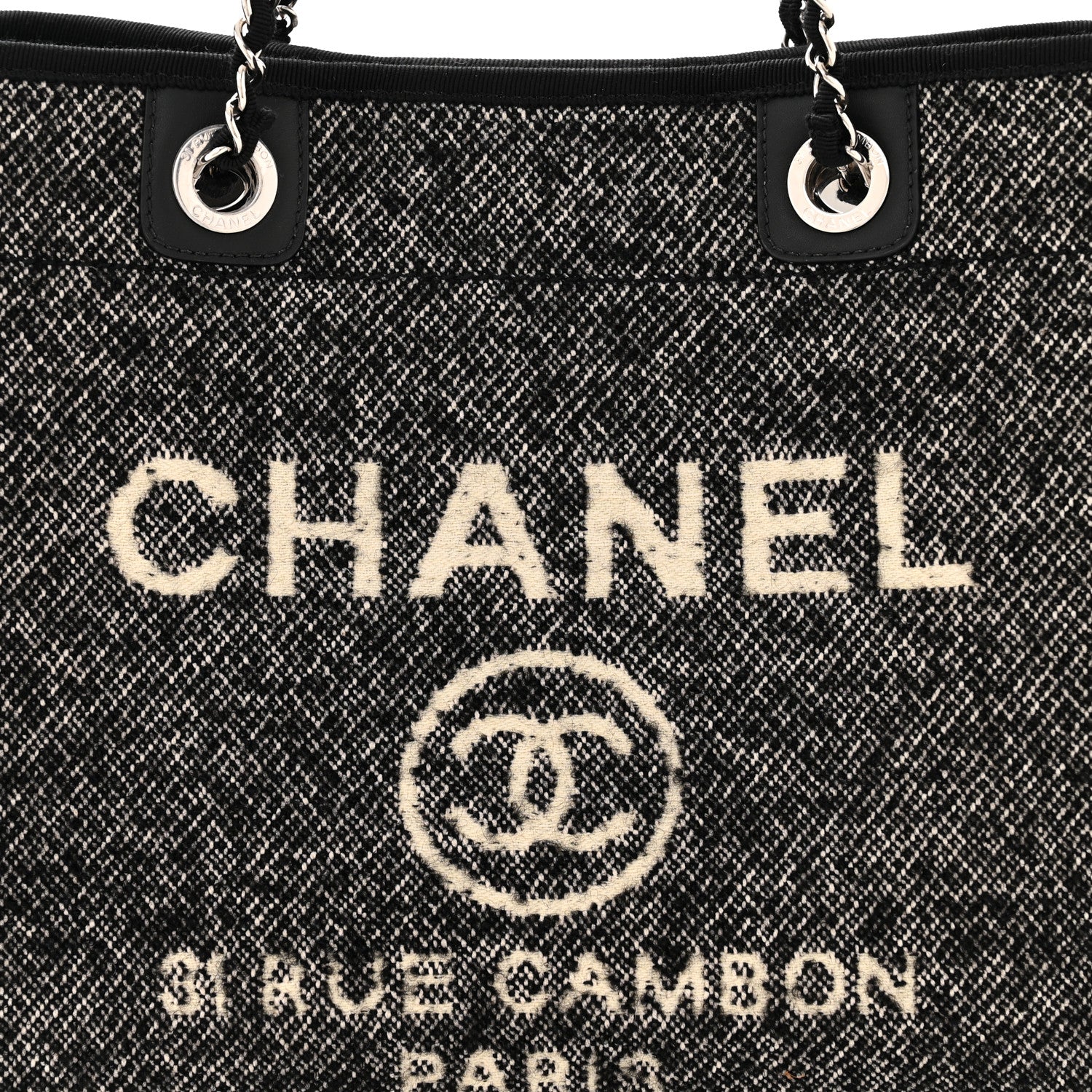 Chanel Mixed Fibers Calfskin Small Deauville Tote Black 8 of 10