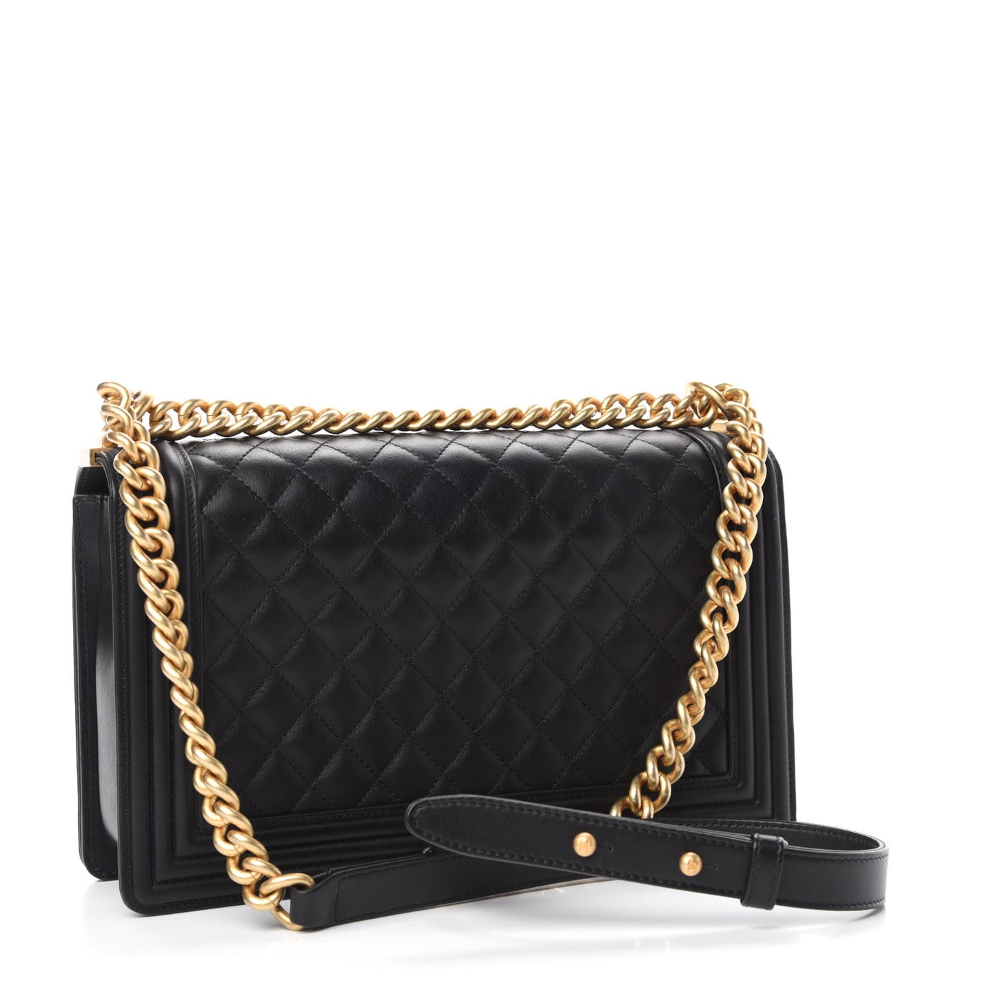 Calfskin Quilted New Medium Boy Flap Black