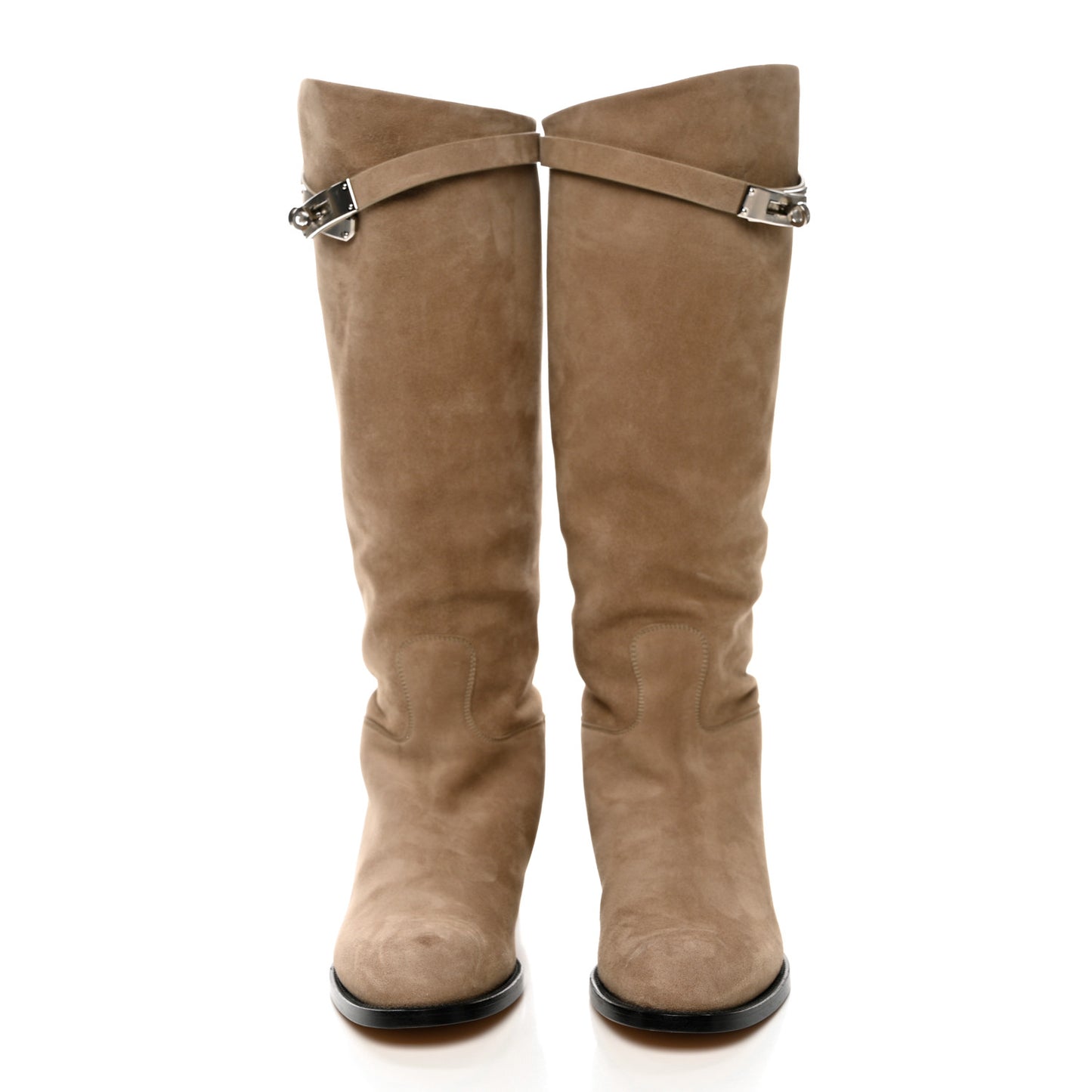 Velvet Goatskin Kelly Jumping Boots 38.5 Beige Sable