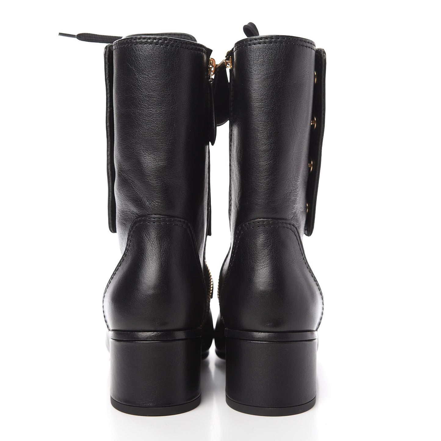 Calfskin Patent Cap Toe CC Lace Up Boots 36 Black