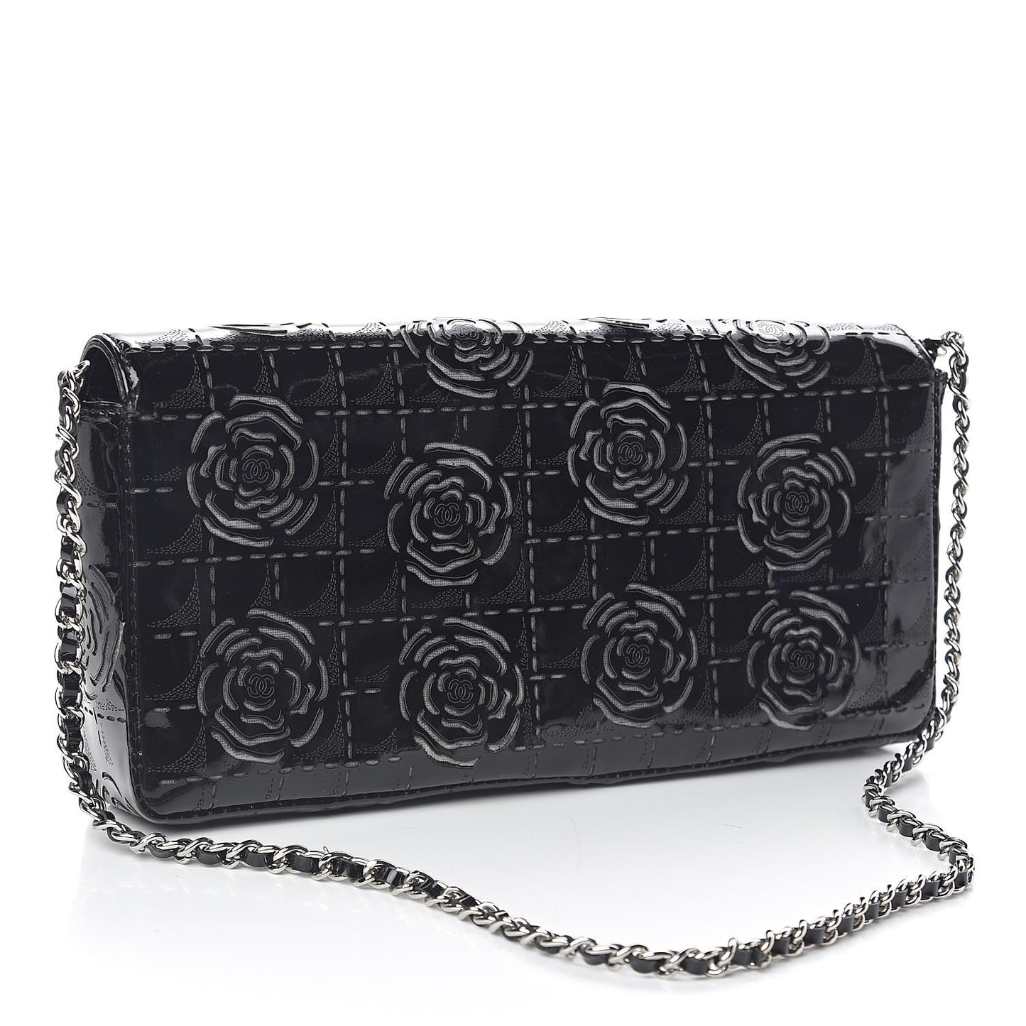 Patent Perforated Camellia East West Flap Black