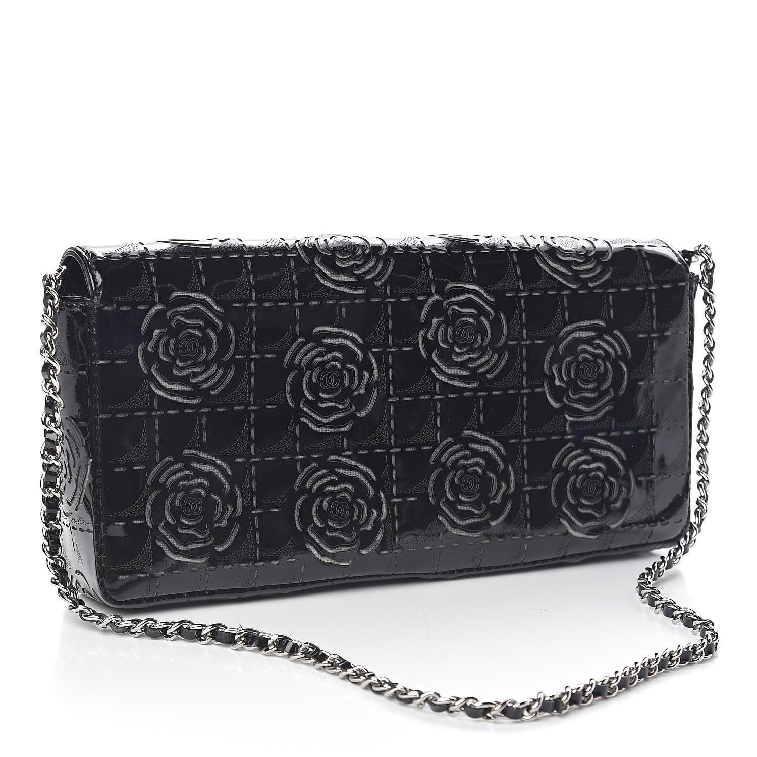 Chanel Patent Perforated Camellia East West Flap Black 3 of 11