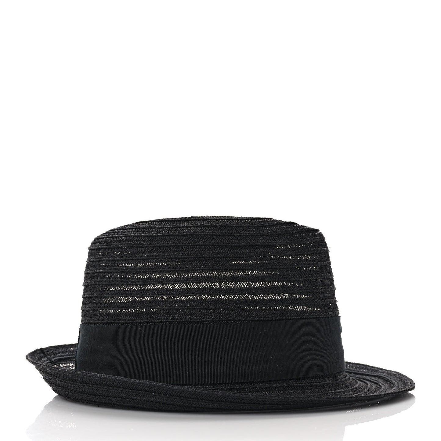Straw CC Fedora Hat M Black