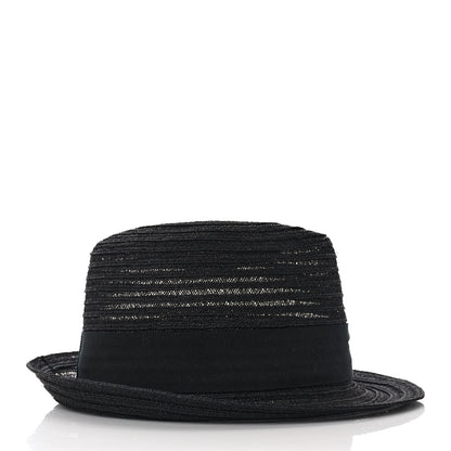 Chanel Straw CC Fedora Hat M Black 5 of 7