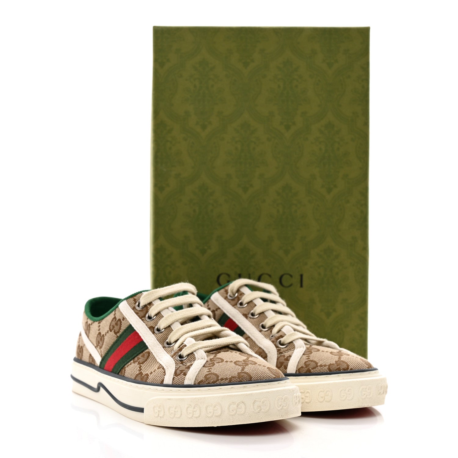 Gucci GG Monogram Web Womens 1977 Tennis Sneakers 36.5 Beige Ebony Mystic White 9 of 9