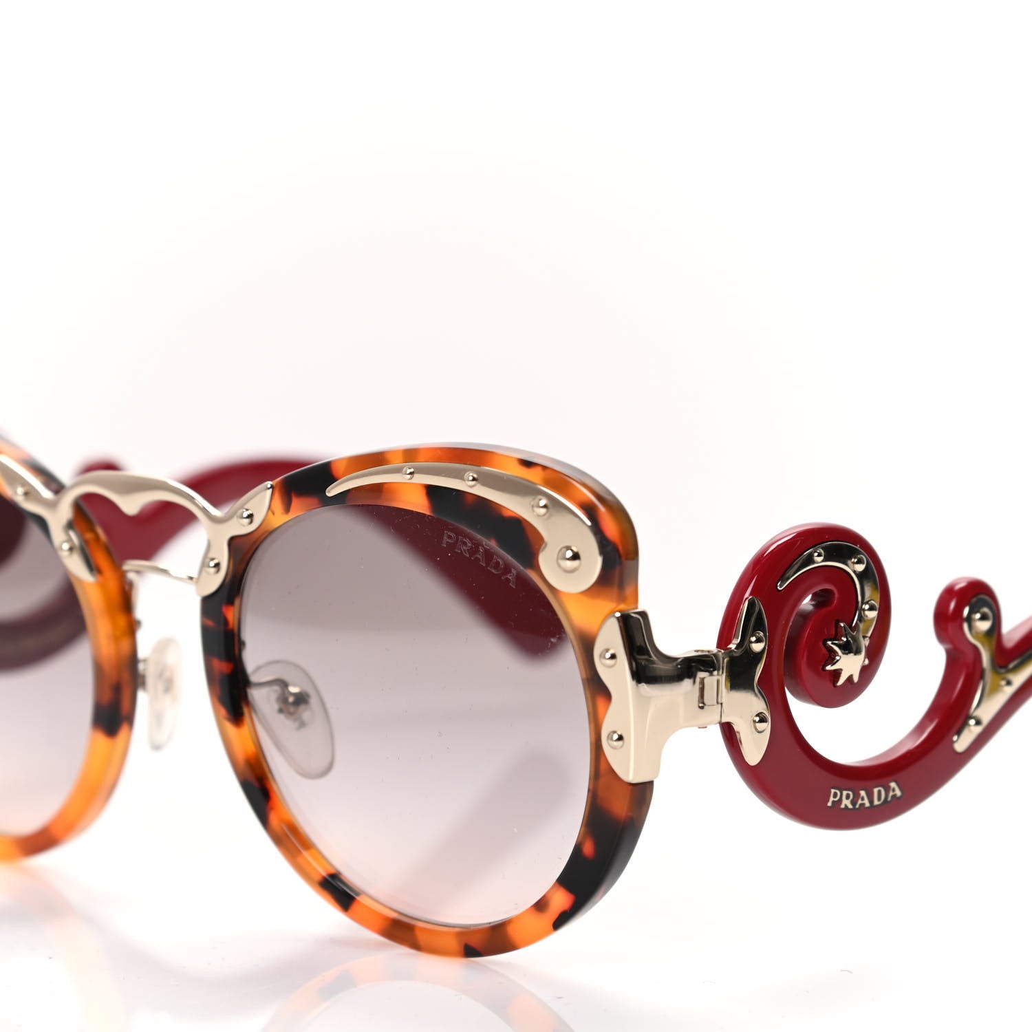 Prada Baroque Sunglasses SPR 07T Red Tortoise 7 of 8