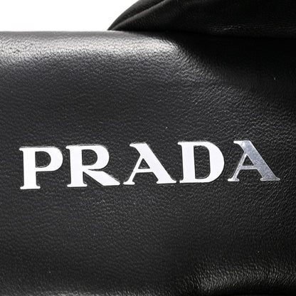 Prada Nappa Soft Padded Metal Triangle Logo Lug Sole 20mm Mules 38.5 Black 9 of 11