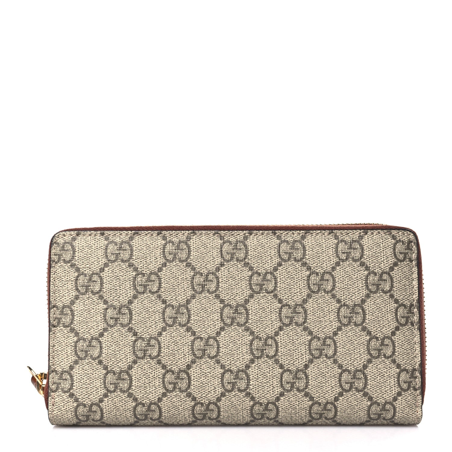 Gucci GG Supreme Monogram Cuoio Toscano Zip Around Wallet Beige Ebony Cuir 1 of 6