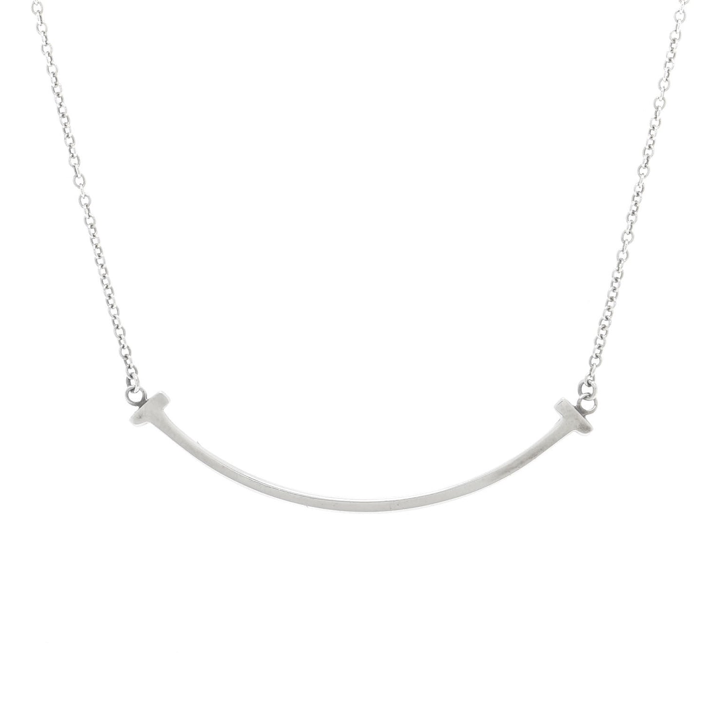 Sterling Silver Small T Smile Pendant Necklace