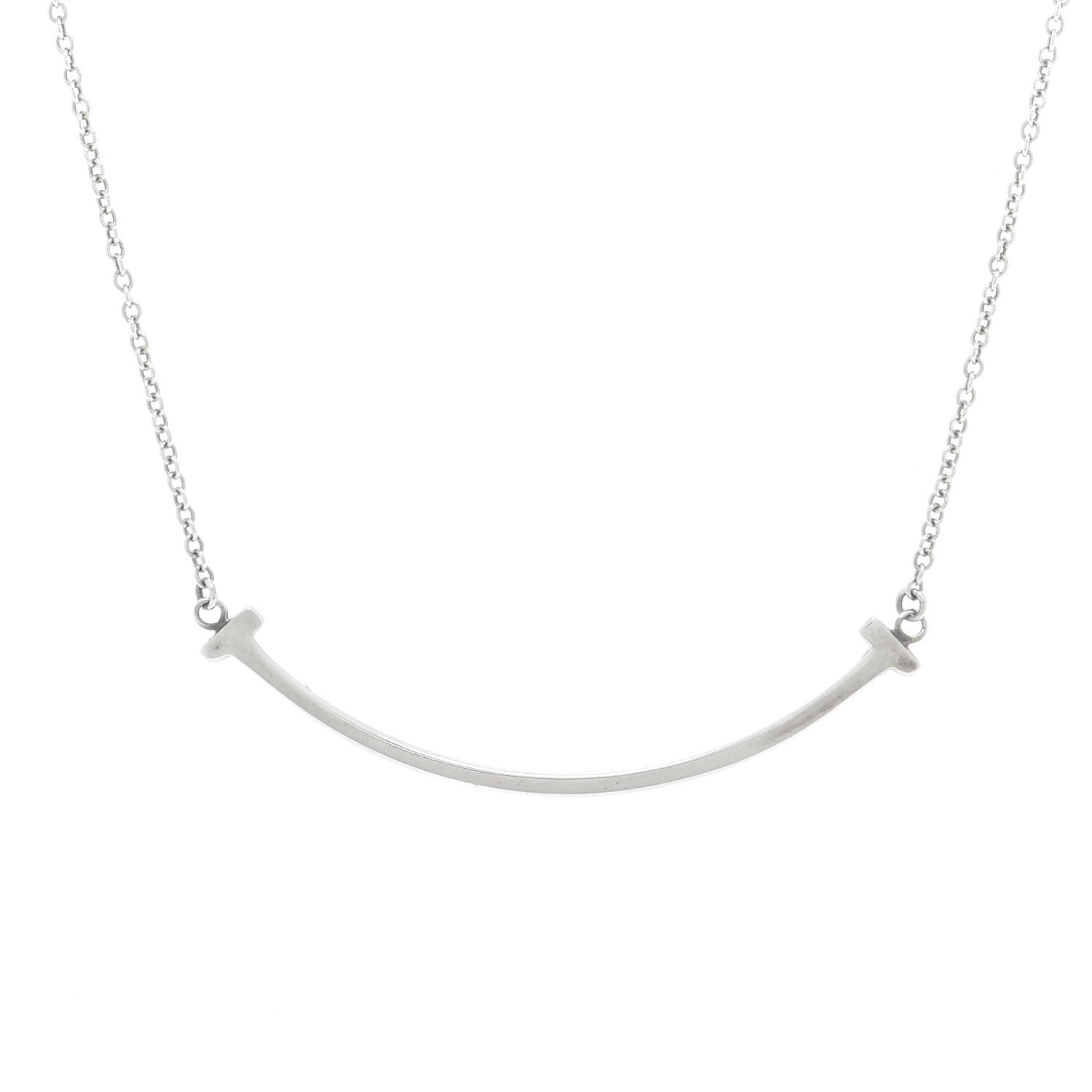 Tiffany Sterling Silver Small T Smile Pendant Necklace 4 of 5