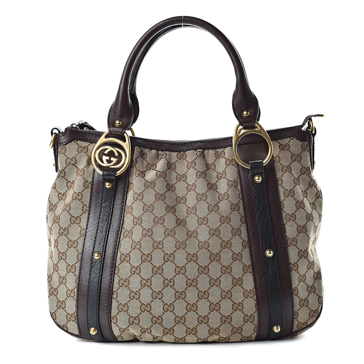 Monogram Interlocking G Tote Dark Brown