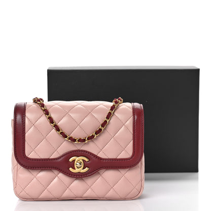 Chanel Lambskin Quilted Mini Two Tone Day Flap Pink Burgundy 13 of 13
