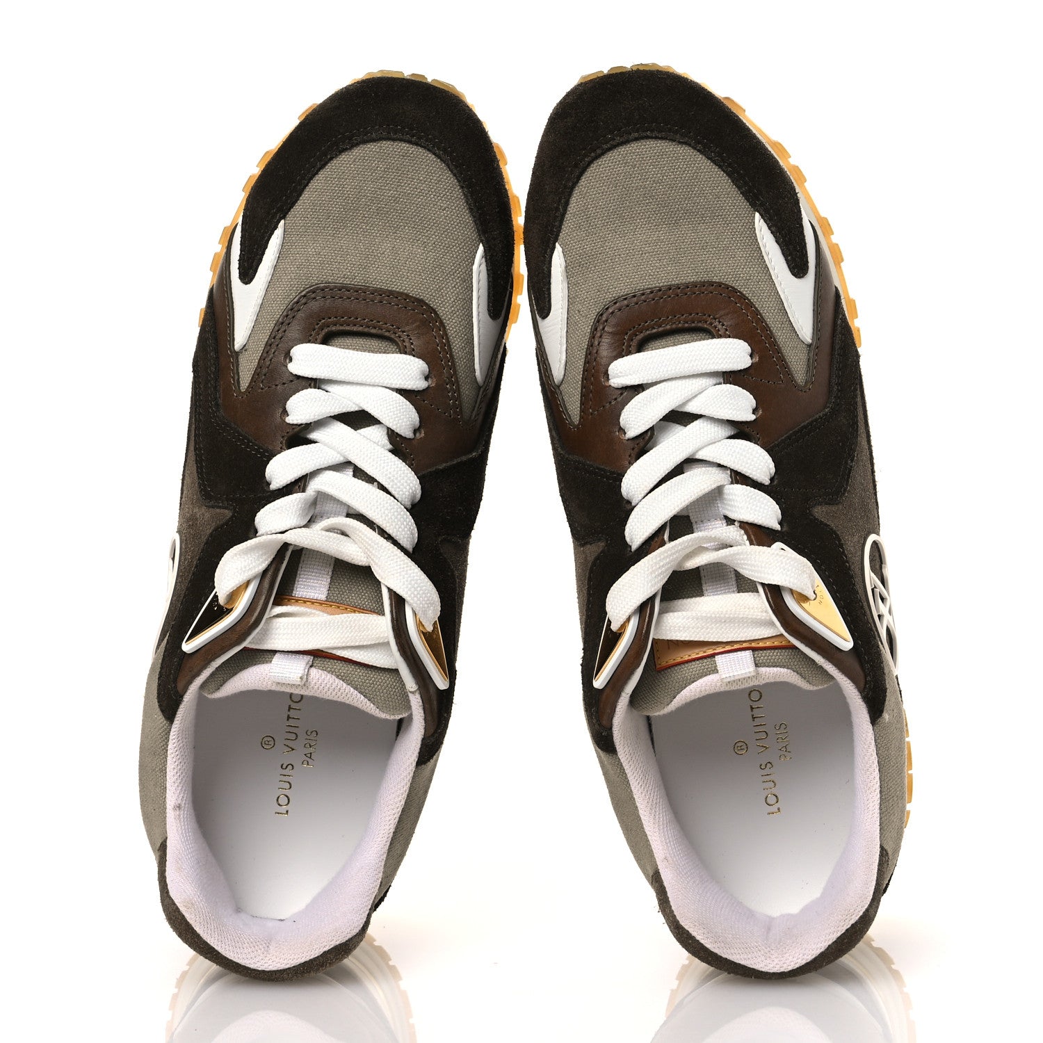 Louis Vuitton Calfskin Suede Run Away Sneakers 37.5 Kaki 2 of 14