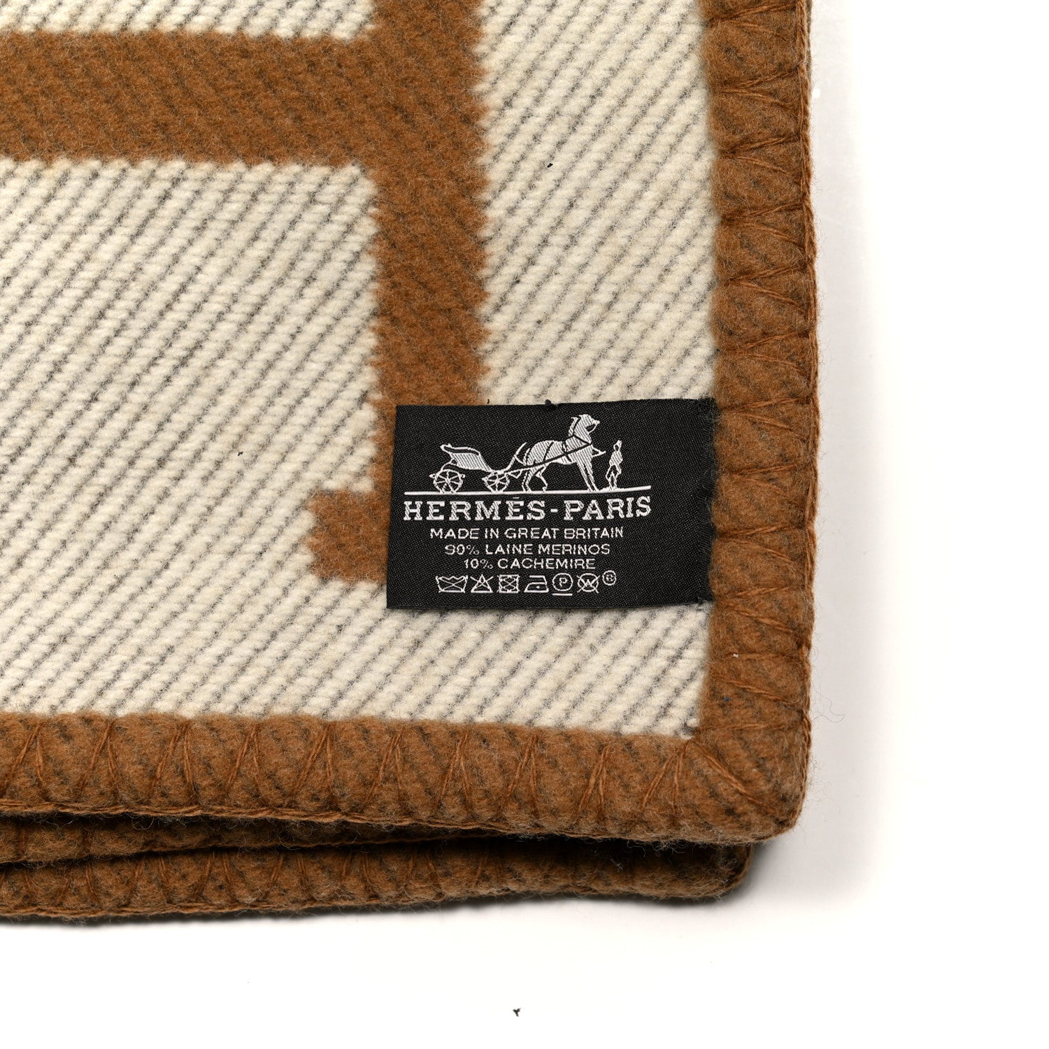 Hermes Wool Cashmere Avalon Blanket Ecru Camel 3 of 3