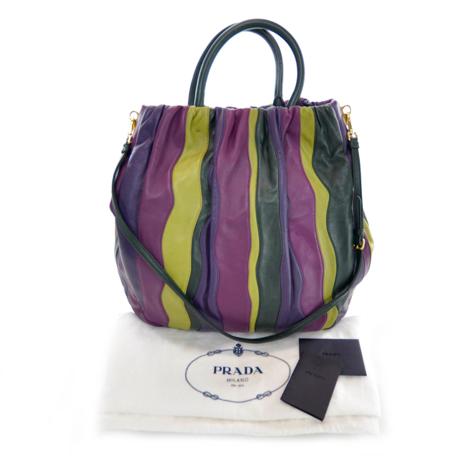Prada Nappa Stripes Shoulder Bag Viola Alloro 3 of 10