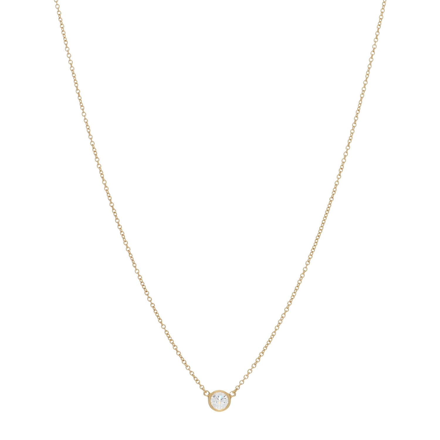 Tiffany 18K Yellow Gold Diamond .40ct Elsa Peretti Diamonds by the Yard Pendant Necklace 1 of 4